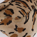 FENDI Leopard Pattern Mamma Baguette Bag Harako Leather Brown Auth yk20790SAM-15