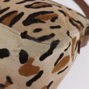 FENDI Leopard Pattern Mamma Baguette Bag Harako Leather Brown Auth yk20790SAM-18
