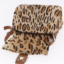 FENDI Leopard Pattern Mamma Baguette Bag Harako Leather Brown Auth yk20790SAM-21