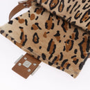 FENDI Leopard Pattern Mamma Baguette Bag Harako Leather Brown Auth yk20790SAM-22