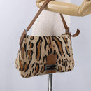 FENDI Leopard Pattern Mamma Baguette Bag Harako Leather Brown Auth yk20790SAM-28