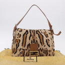 FENDI Leopard Pattern Mamma Baguette Bag Harako Leather Brown Auth yk20790SAM-12