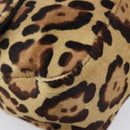FENDI Leopard Pattern Mamma Baguette Bag Harako Leather Brown Auth yk20791SAM-16