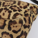 FENDI Leopard Pattern Mamma Baguette Bag Harako Leather Brown Auth yk20791SAM-17