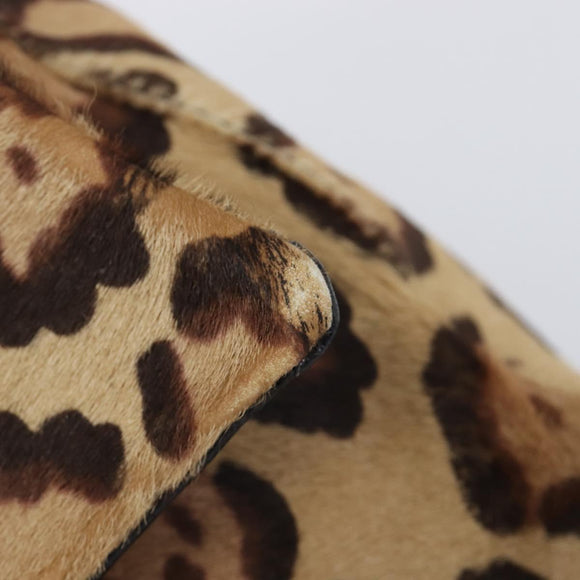 FENDI Leopard Pattern Mamma Baguette Bag Harako Leather Brown Auth yk20791SAM