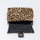FENDI Leopard Pattern Mamma Baguette Bag Harako Leather Brown Auth yk20791SAM-21