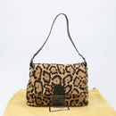 FENDI Leopard Pattern Mamma Baguette Bag Harako Leather Brown Auth yk20791SAM-12