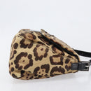 FENDI Leopard Pattern Mamma Baguette Bag Harako Leather Brown Auth yk20791SAM-3