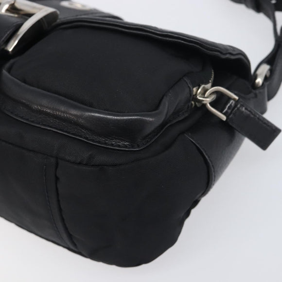 PRADA Hand Bag Nylon Black Silver Auth yk20793V