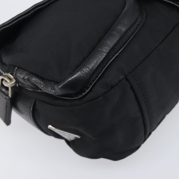 PRADA Hand Bag Nylon Black Silver Auth yk20793V