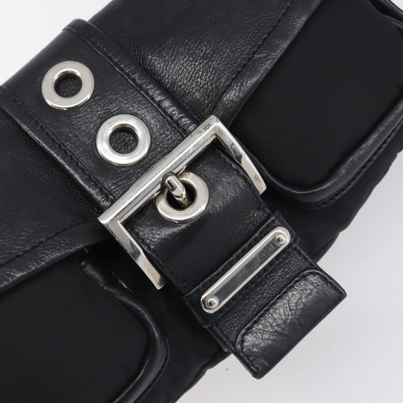 PRADA Hand Bag Nylon Black Silver Auth yk20793V