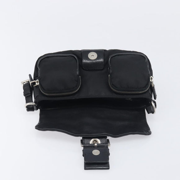 PRADA Hand Bag Nylon Black Silver Auth yk20793V