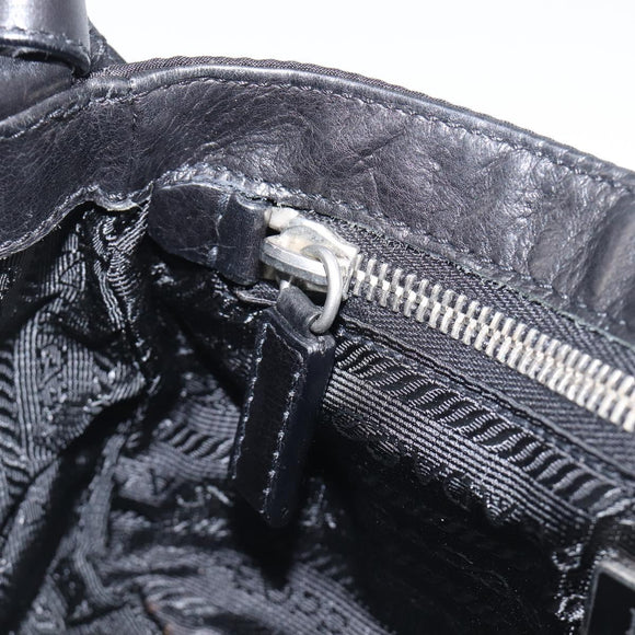 PRADA Hand Bag Nylon Black Silver Auth yk20793V