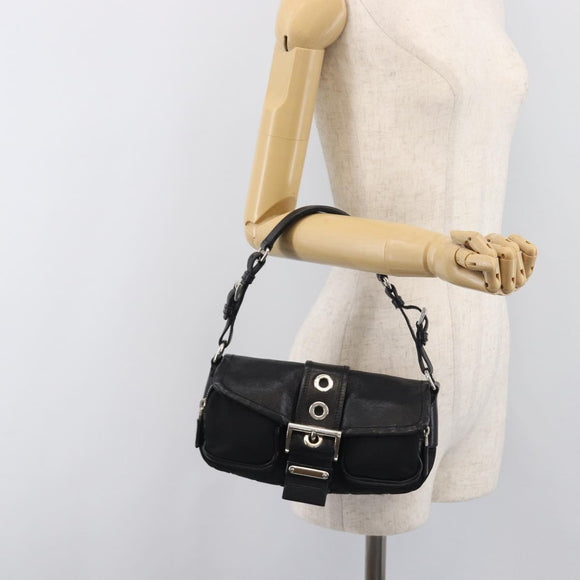 PRADA Hand Bag Nylon Black Silver Auth yk20793V