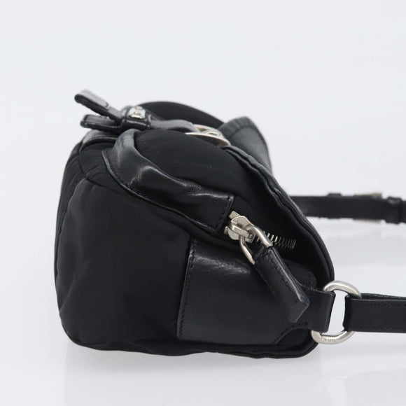PRADA Hand Bag Nylon Black Silver Auth yk20793V