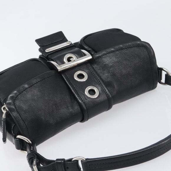 PRADA Hand Bag Nylon Black Silver Auth yk20793V