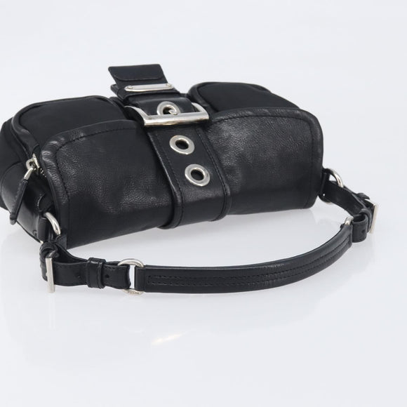 PRADA Hand Bag Nylon Black Silver Auth yk20793V