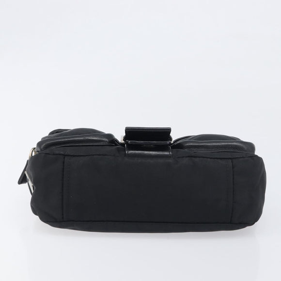 PRADA Hand Bag Nylon Black Silver Auth yk20793V