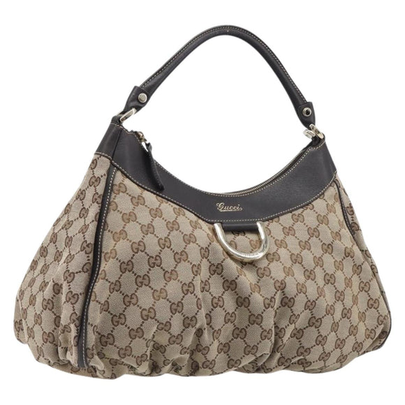 GUCCI GG Canvas Abbey Shoulder Bag Beige Gold 189833 Auth yk20794V
