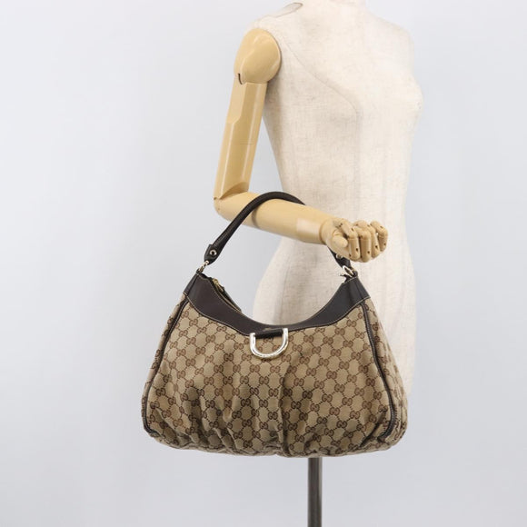 GUCCI GG Canvas Abbey Shoulder Bag Beige Gold 189833 Auth yk20794V