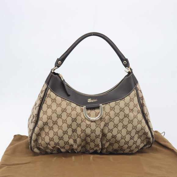 GUCCI GG Canvas Abbey Shoulder Bag Beige Gold 189833 Auth yk20794V