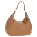PRADA Shoulder Bag Leather Brown Gold Auth yk20795V-1