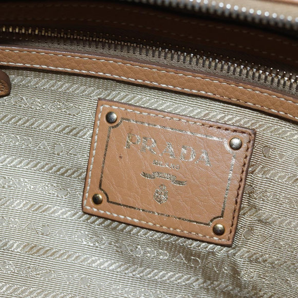 PRADA Shoulder Bag Leather Brown Gold Auth yk20795V