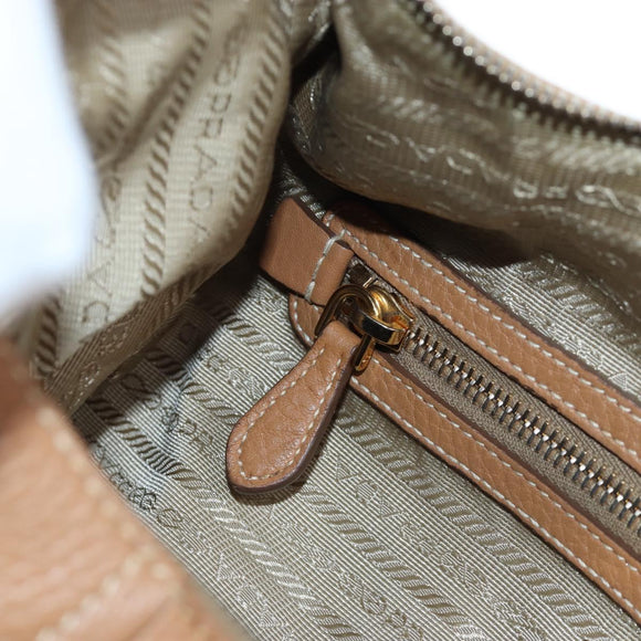 PRADA Shoulder Bag Leather Brown Gold Auth yk20795V