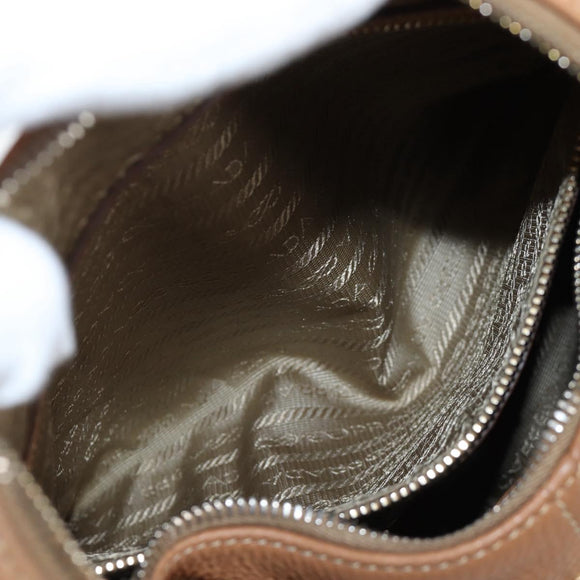 PRADA Shoulder Bag Leather Brown Gold Auth yk20795V