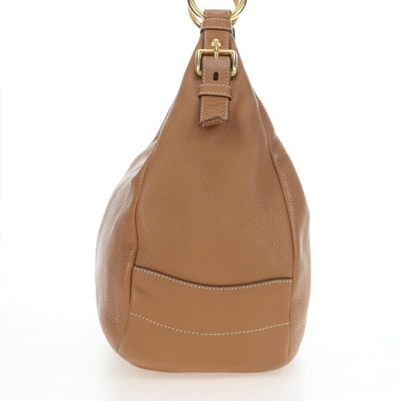 PRADA Shoulder Bag Leather Brown Gold Auth yk20795V