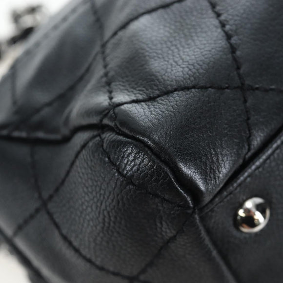 CHANEL Chain Matelasse Shoulder Bag Caviar Skin Black Silver CC Auth yk20796SAV