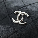 CHANEL Chain Matelasse Shoulder Bag Caviar Skin Black Silver CC Auth yk20796SAV-15