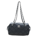 CHANEL Chain Matelasse Shoulder Bag Caviar Skin Black Silver CC Auth yk20796SAV-2