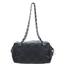 CHANEL Chain Matelasse Shoulder Bag Caviar Skin Black Silver CC Auth yk20796SAV-3