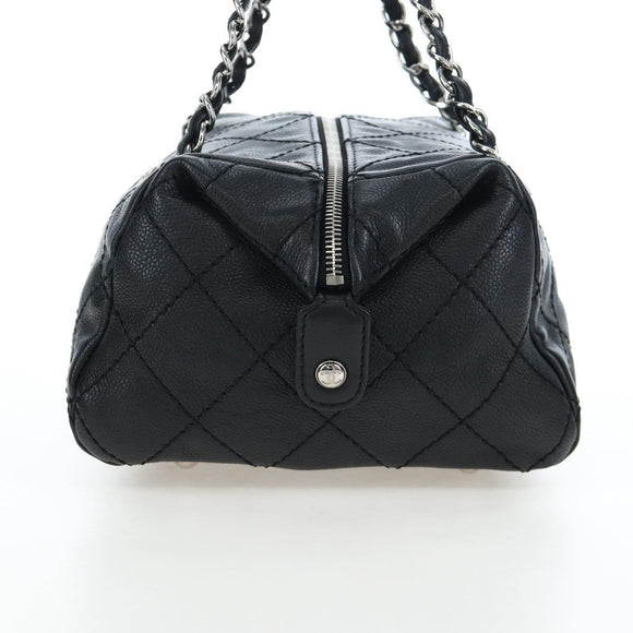 CHANEL Chain Matelasse Shoulder Bag Caviar Skin Black Silver CC Auth yk20796SAV