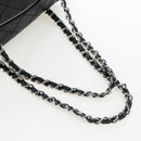 CHANEL Chain Matelasse Shoulder Bag Caviar Skin Black Silver CC Auth yk20796SAV-7