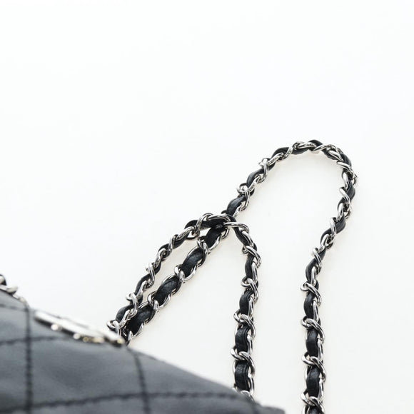 CHANEL Chain Matelasse Shoulder Bag Caviar Skin Black Silver CC Auth yk20796SAV