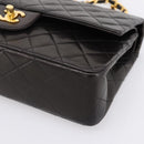 CHANEL Double Flap Chain Matelasse 25 Bag Lamb Skin Black Gold Auth yk20797SAM-8