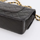 CHANEL Double Flap Chain Matelasse 25 Bag Lamb Skin Black Gold Auth yk20797SAM-16