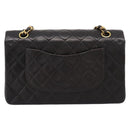 CHANEL Double Flap Chain Matelasse 25 Bag Lamb Skin Black Gold Auth yk20797SAM-2