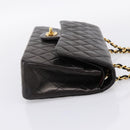 CHANEL Double Flap Chain Matelasse 25 Bag Lamb Skin Black Gold Auth yk20797SAM-4