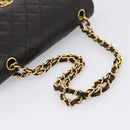 CHANEL Double Flap Chain Matelasse 25 Bag Lamb Skin Black Gold Auth yk20797SAM-7