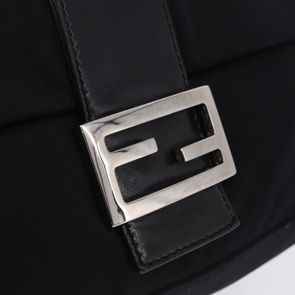 FENDI Mamma Baguette Shoulder Bag Cotton Jersey Black Silver Auth yk20801V
