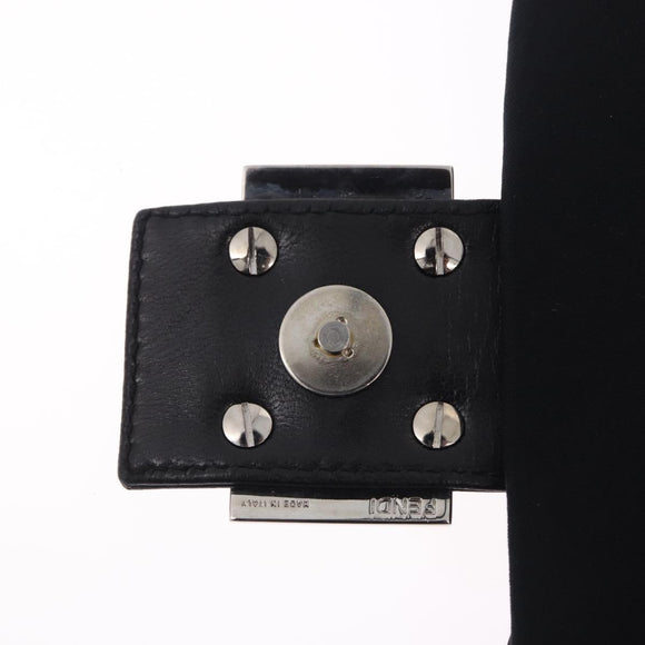 FENDI Mamma Baguette Shoulder Bag Cotton Jersey Black Silver Auth yk20801V