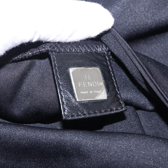 FENDI Mamma Baguette Shoulder Bag Cotton Jersey Black Silver Auth yk20801V
