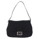 FENDI Mamma Baguette Shoulder Bag Cotton Jersey Black Silver Auth yk20801V-2