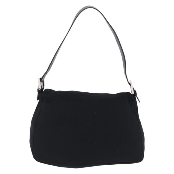 FENDI Mamma Baguette Shoulder Bag Cotton Jersey Black Silver Auth yk20801V