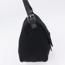 FENDI Mamma Baguette Shoulder Bag Cotton Jersey Black Silver Auth yk20801V-5