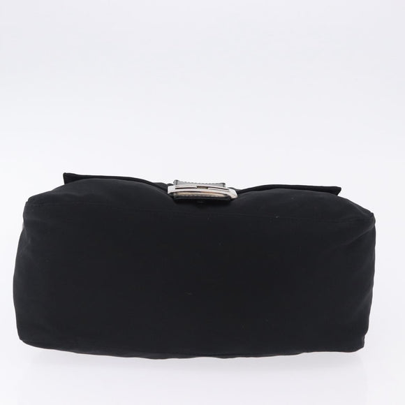 FENDI Mamma Baguette Shoulder Bag Cotton Jersey Black Silver Auth yk20801V