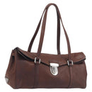 PRADA Shoulder Bag Leather Brown Silver Auth yk20802SAV-1